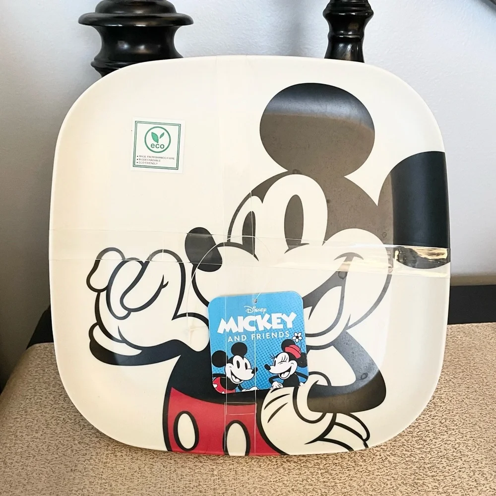 NWT Set of 4 Disney MICKEY MOUSE Bamboo Dinner Plates
